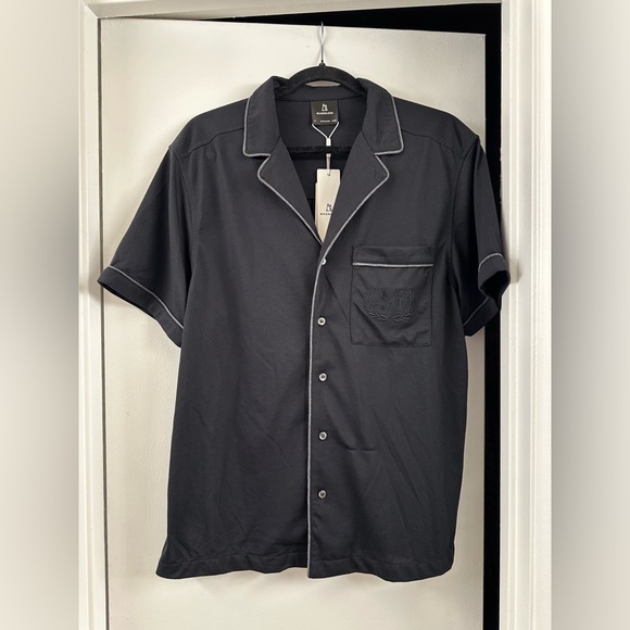 NWT $110 Magnlens Shirt Resort shirt pajama Look Beach Shirt Oversized XS BLK - Picture 3 of 14